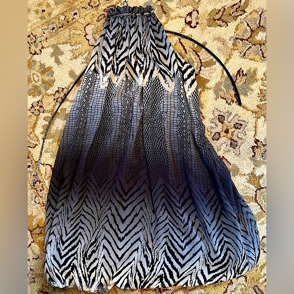 Chiffon Bubble Dress Black and White Pattern Size S Polyester Pre Owned